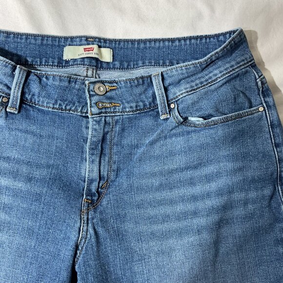 Levis 525 Womens Curvy Bootcut Denim Jeans Size 14 Medium Wash Cotton Blend Clas - Picture 5 of 11